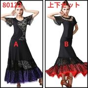 上下セット/社交ダンス衣装、パフォーマンス衣装、ベルスリーブダンス衣装、ラテン80122