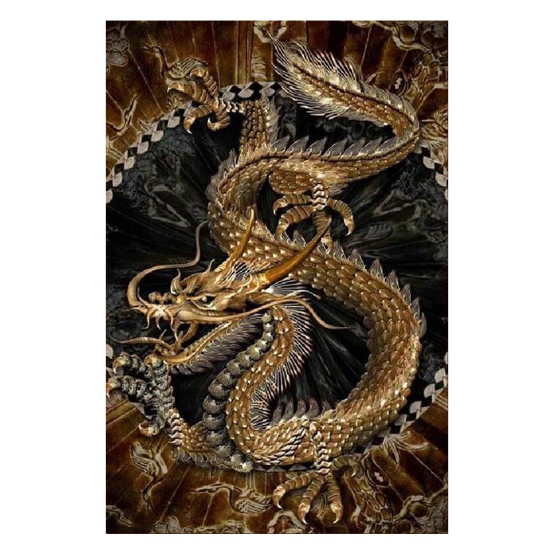 風水 ポスター 黄金龍 60×40 金龍 ドラゴン 龍 竜 絵 玄関 絵 龍の飾り