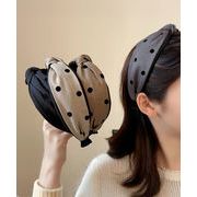 【日本倉庫即納】 ドット柄 ねじり ワイドカチューシャ小顔