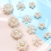 花編み ビーズ フラワー ハンドメイド デコパーツ アクセサリーパーツ DIY ゴールド 花 ピアス イヤリング