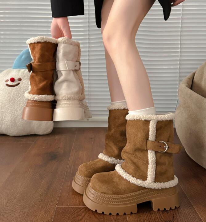 秋冬シューズ  ブーツ ショートブーツ   厚底 裏起毛  お出かけ 靴