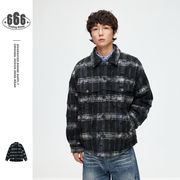 メンズ チェック柄 ジャケット 男女兼用 ストリート系 ダウン アウター 秋冬 2025新作★