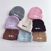 ハート柄デザイン 子供用瓜皮ニット保暖帽 冬用 防寒 あったか 可愛い 保暖