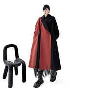 個性派AB面切替厚手ウールコートゆったり冬レディース新作