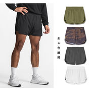 【LOGO無】メンズ 5分丈スポーツショーツ 假二重デザイン 多ポケット アウトドア ランニングパンツ★全4色