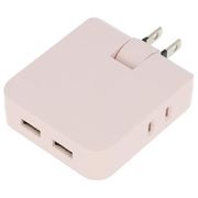 USBポート付 コンセントタップ ピンク 92172