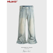 メンズファッション デニム パンツ 男女兼用 ストリート系 ベルボトム 秋冬 2025新作★