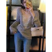 長袖トップス 切り替え 体型カバー 着痩せ カジュアル