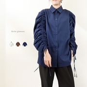 【2026新作】T/C/Puブロード　袖ドローストリング　ブラウス(33116)