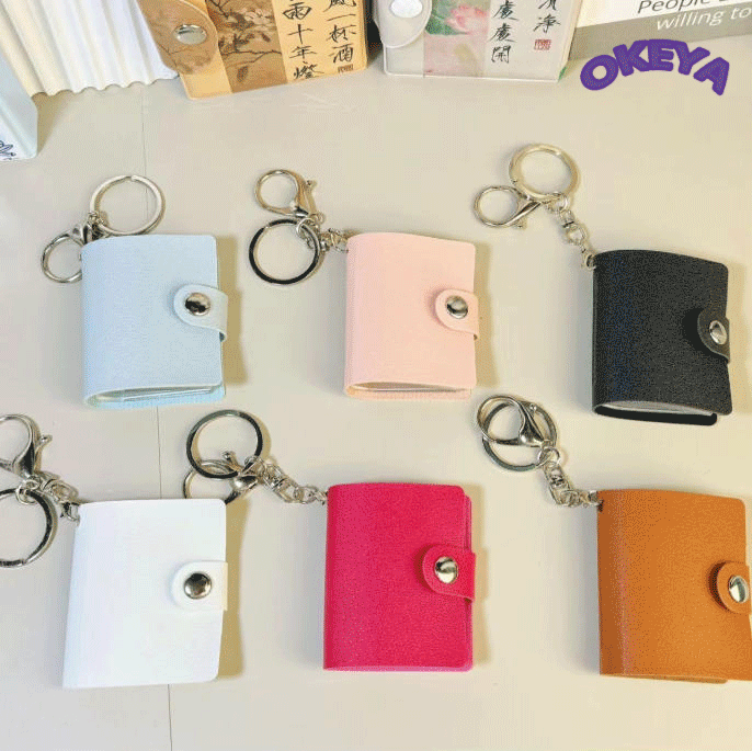 レディース小物　チェキホルダー　キーホルダー　PU　スライド式　写真ホルダー　20ページ　8色展開