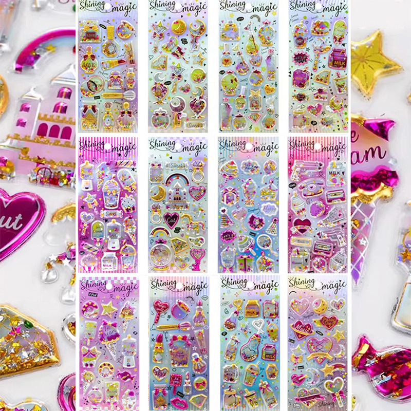 2025★DIY手作り ステッカー★粘着シール★3D★手帳素材