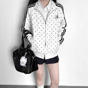 トラックジャケット レディース 水玉 ドット柄 スタンドカラー ジャージ サブカル レトロ 運動着