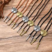 首輪レザーネック/ループタイ メンズ ポロタイ ボロタイ おしゃれ 紐 ロープ アクセサリーE90075