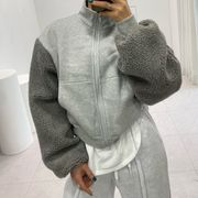 INS 秋冬新作    気質   おしゃれ   防寒  シープボア   ジップアップ   スウェット アウター