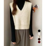 【日本倉庫即納】 シャギーニットベストショート丈ニットジレ