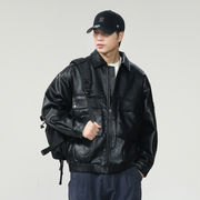 メンズファッション PU ダウンジャケット 男女兼用 ストリート系 防寒アウター 秋冬 2025新作★全2色