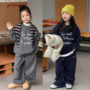 2025秋冬※KUJ☆裏起毛 防寒 厚手 スウェット＋カジュアルパンツ 2点セット 男女兼用