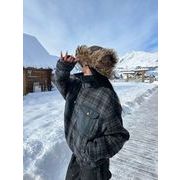 メンズ ヴィンテージ風 チェック柄 ジャケット 男女兼用 エコファー裏地 アウター 秋冬 2025新作★全2色