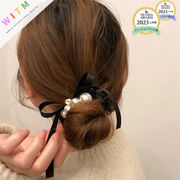 リボン パール シュシュ 髪留め 髪飾り ヘアアクセサリー レディース おしゃれ