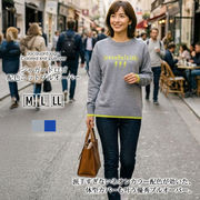 【2025年新作】ニット M L LL ロゴニット 配色 体型カバー ジャガード ロゴ チクチクしない 大人カジュアル
