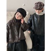 【2025秋冬新作】韓国風子供服  フェイクレザー ライダースジャケット アウター  80cm-140cm 2色