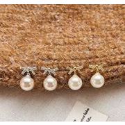 リボンピアス　パールピアス　ピアス　アクセサリー　韓国ファッション