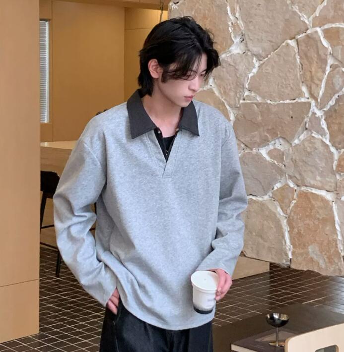 トップス メンズ Tシャツ ポロシャツ 長袖 レイヤード カットソー