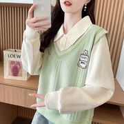 【レイヤード風】2026年新作 春秋レイヤードデザイン  スウェット レディース ゆったり トップス