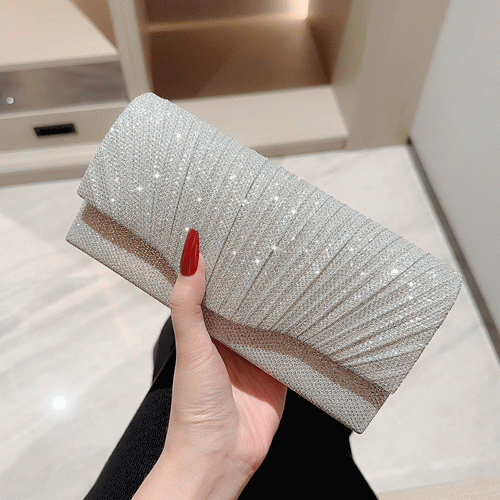 パーティーバック クラッチバッグ プリーツ 結婚式 バッグ チェーン付き お呼ばれ 同窓会 パーティー 2way