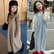 2026春新作　子供服　キッズ　ヒョウ柄　オーバーオール　可愛い　ゆったり　ズボン　男女兼用　2色