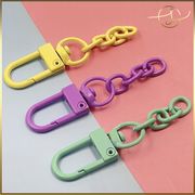 【15色】キーホルダー金具 カラビナ 回転カン ナスカン チェーン付き カラフル  DIYパーツ 手芸 基礎金具
