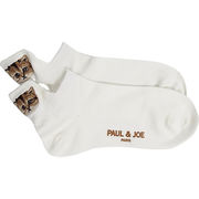 ポール＆ジョー　レディースアンクルソックス　かかと刺繍ホワイト