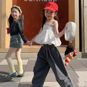 2026春※セットアップ ホワイトキャミソールトップス＋カジュアルロングパンツ 女の子