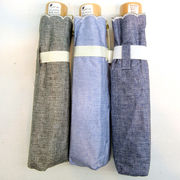 【晴雨兼用傘】【折りたたみ傘】デニム調無地×スカラ刺繍裏面ブラックコーティング晴雨兼用折り畳み傘