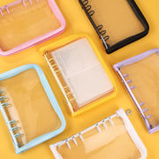 A5 A6 サイズ グリッター クリア バインダー シール帳 透明カードケース ファスナー付き リフィル式 手帳