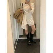 2026年INS 春新作  気質   おしゃれ  エレガント  マイナー  クルーネック ワンピース