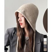 【日本倉庫即納】 耳あて付き ニットハット 小顔ニット帽子