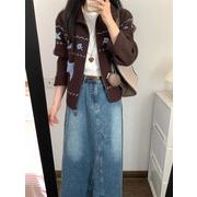 満足度99％ 温かく柔らかいニットジャケット 秋の女性向けリブ襟ファスナーデザイン ゆったりサイズ