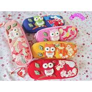 和風 小物収納 レディース 財布 小銭入れ 化粧ポーチ コインケース フクロウ柄  18*6*2cm