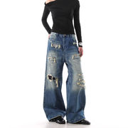 2026 新作★ ロングパンツ ★メンズデニム ★ ロングパンツ　デニム★ 男女兼用 ヒョウ柄  ジーンズ