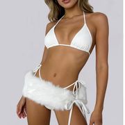 白いファーベルト、トレンドのY2Kレトロフェイクファーベルト、ファーアクセサリー