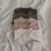 2026春※SQ☆綿100 縦ストライプ トップス ハイウエスト パンツ フード付き 3点セット