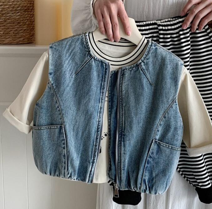 「2026」子供服★トップス★チョッキ★ベスト★デニム★韓国風子供服★80cm～130cm