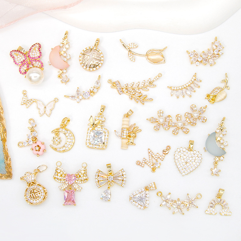 コネクター チャーム アクセサリーパーツ ビジュー 小枝 ストーンパーツ ハンドメイド 金属 フラワー