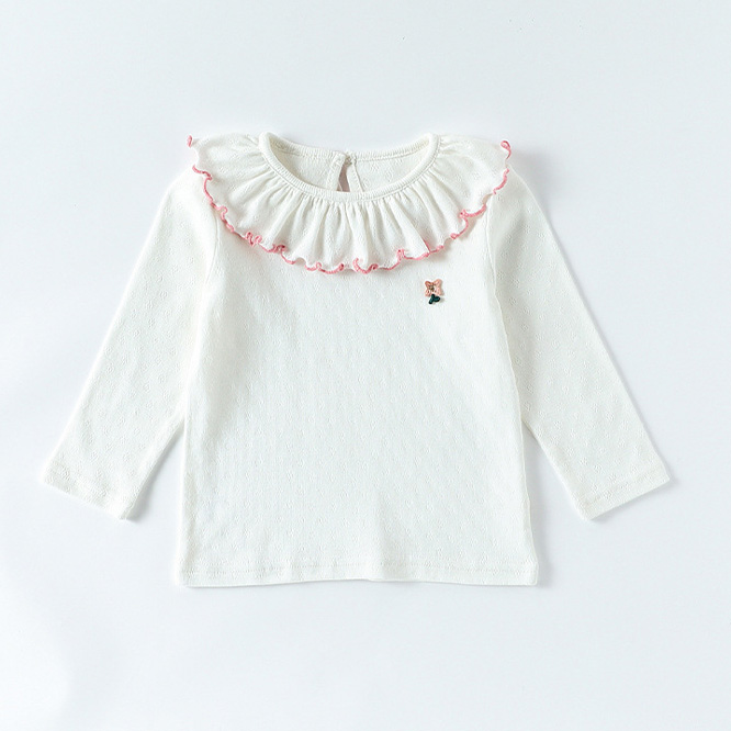 2026春※綿100 キッズトップス フリル襟 長袖インナー 女の子