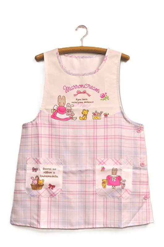 【即納】マロンクリームぬいぐるみキッチン　レディースエプロン 保育士 介護士