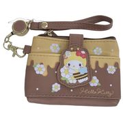 ポケット付きリールパスポーチミツバチ ブラウン ハローキティ【小ロット販売】