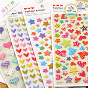 ハート 星 3Dシール 手帳用・創意ステッカー DIY 立体キャラクターシール 粘着シール 贈り物 子供