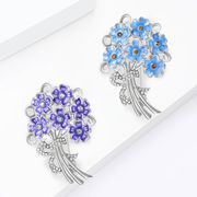 2色 ブーケブローチ 花のブローチ クリスタル 胸飾り 花束ブローチ ピン アクセサリー ジュエリー