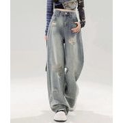 【日本倉庫即納】 ダメージデニムパンツ レディースジーンズ